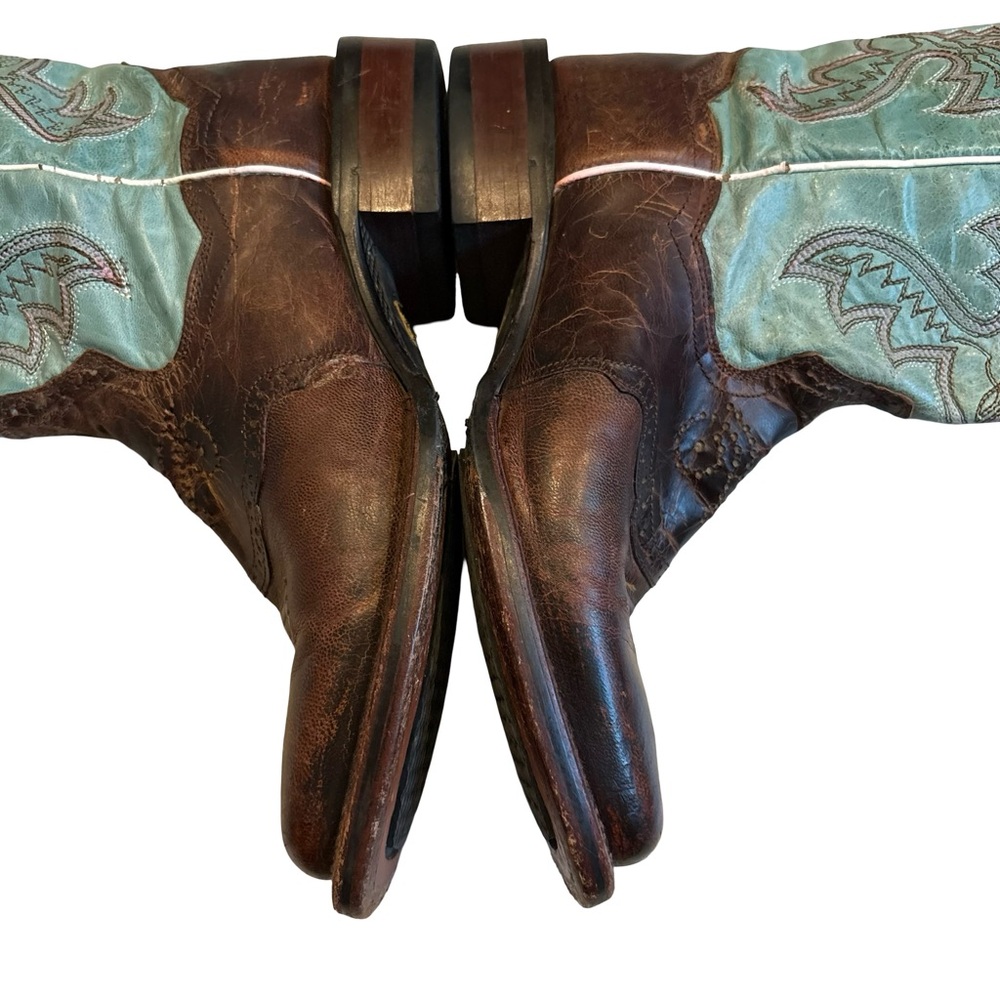 DAN POST DP2863 San Michelle Collection Stockman Boot in Turquoise/Brown Sz 7.5 - Picture 11 of 16